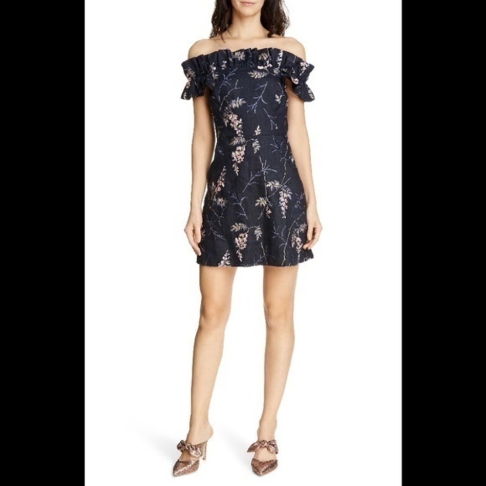 Rebecca Taylor Off The Shoulder Ivie Fleur Dress